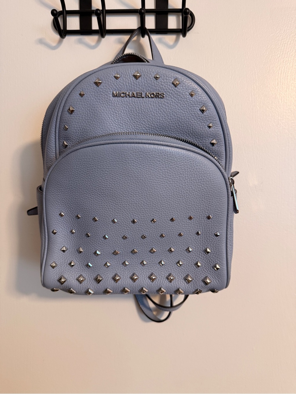 Michael Kors Powder Blue Studded Pebbled Leather Mini Backpack